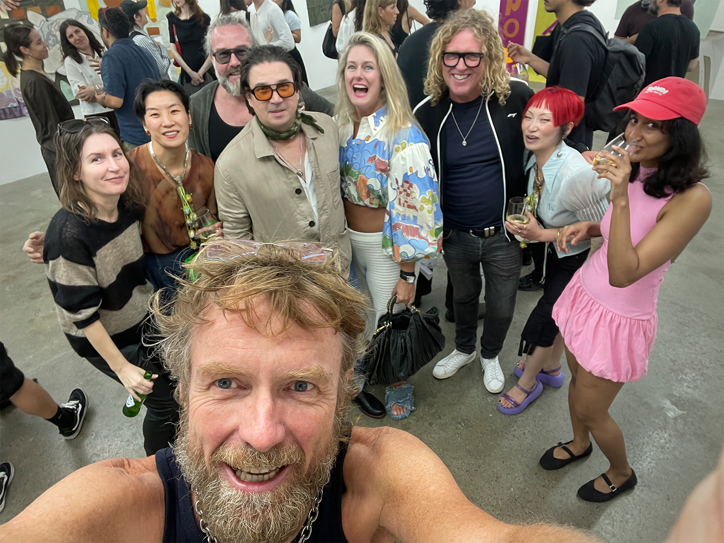 Jom and friends having fun at an art gallery